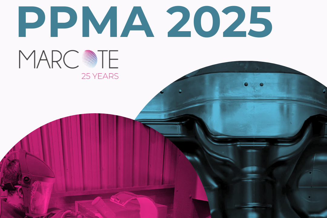 Promotional announcement graphic for Marcote at the PPMA Show 2025.