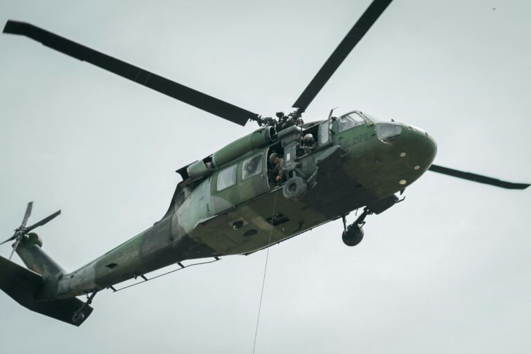 Image of a defence sector helicopter, signalling that Marcote provide coating solutions for defence applications and military equipment.